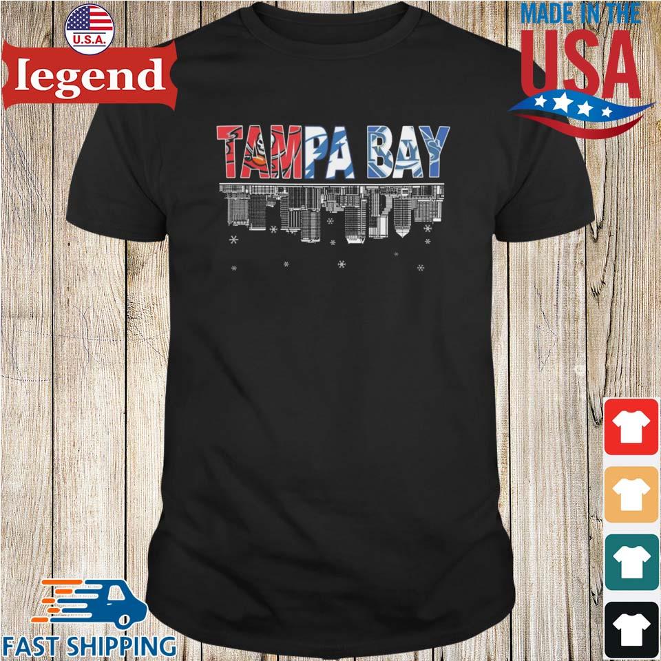 Tampa Bay Buccaneers Bay Lightning Bay Rays skyline logo shirt