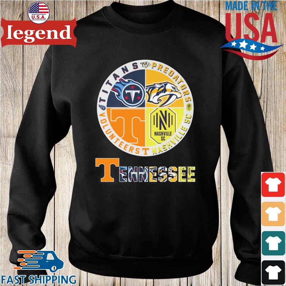 Tennessee Volunteers Titans Predators And Nashville Sc 2023 T-shirt,Sweater,  Hoodie, And Long Sleeved, Ladies, Tank Top