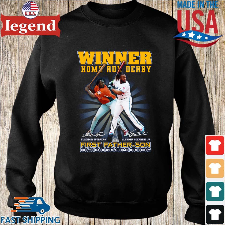 Vladimir Guerrero Winner Home Run Derby First Father Son Duo To Each Win  Baseball Signatures T-shirt,Sweater, Hoodie, And Long Sleeved, Ladies, Tank  Top