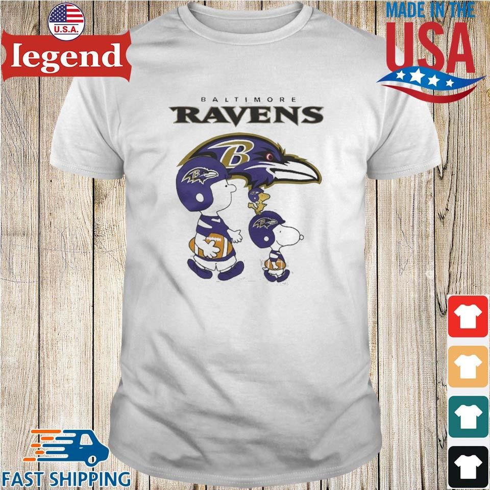 Baltimore Ravens Peanuts Snoopy Charlie Brown And Woodstock T