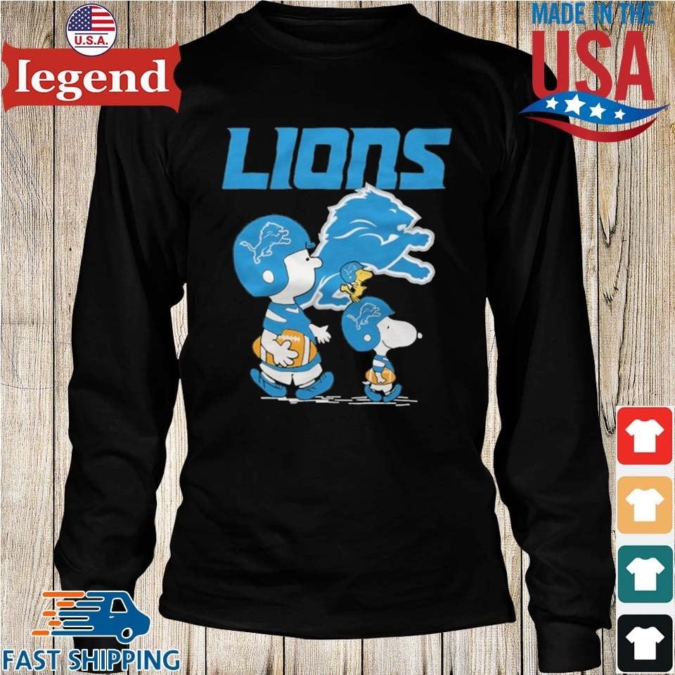 Detroit Lions Snoopy and Charlie Brown with Woodstock cartoon T