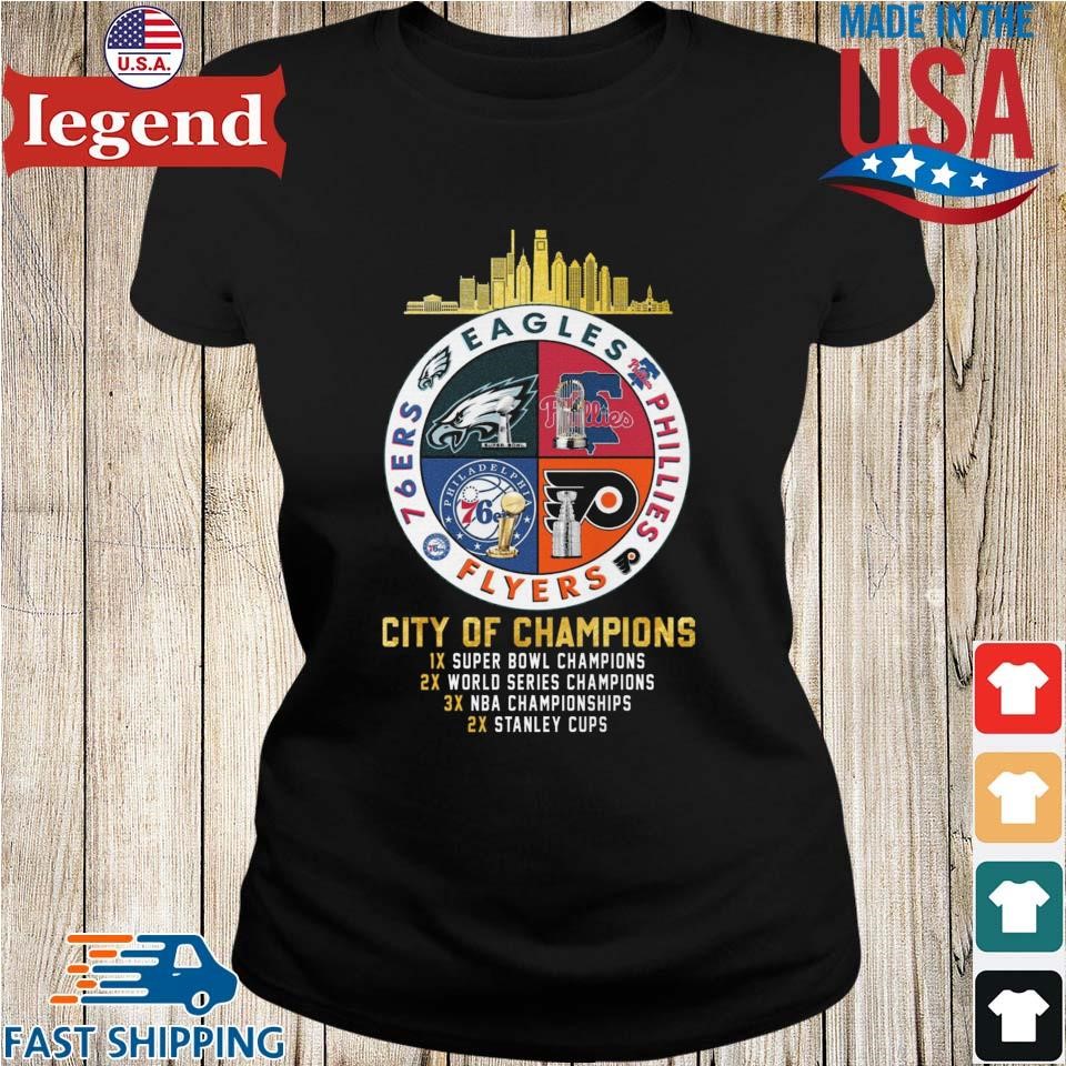 Eagles Phillies Flyers And 76ers City Of Champions T-Shirt - Binteez