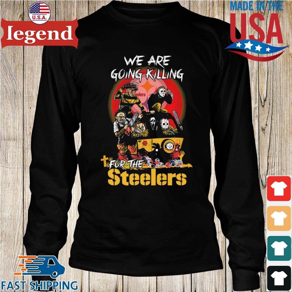 Halloween Horror Characters Driving Car Pittsburgh Steelers Funny T Shirts  - Banantees