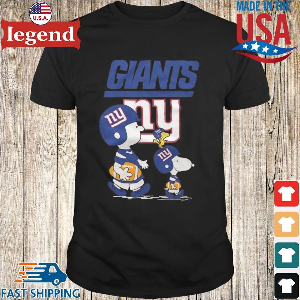 New York Giants Peanuts Snoopy Charlie Brown And Woodstock T-shirt