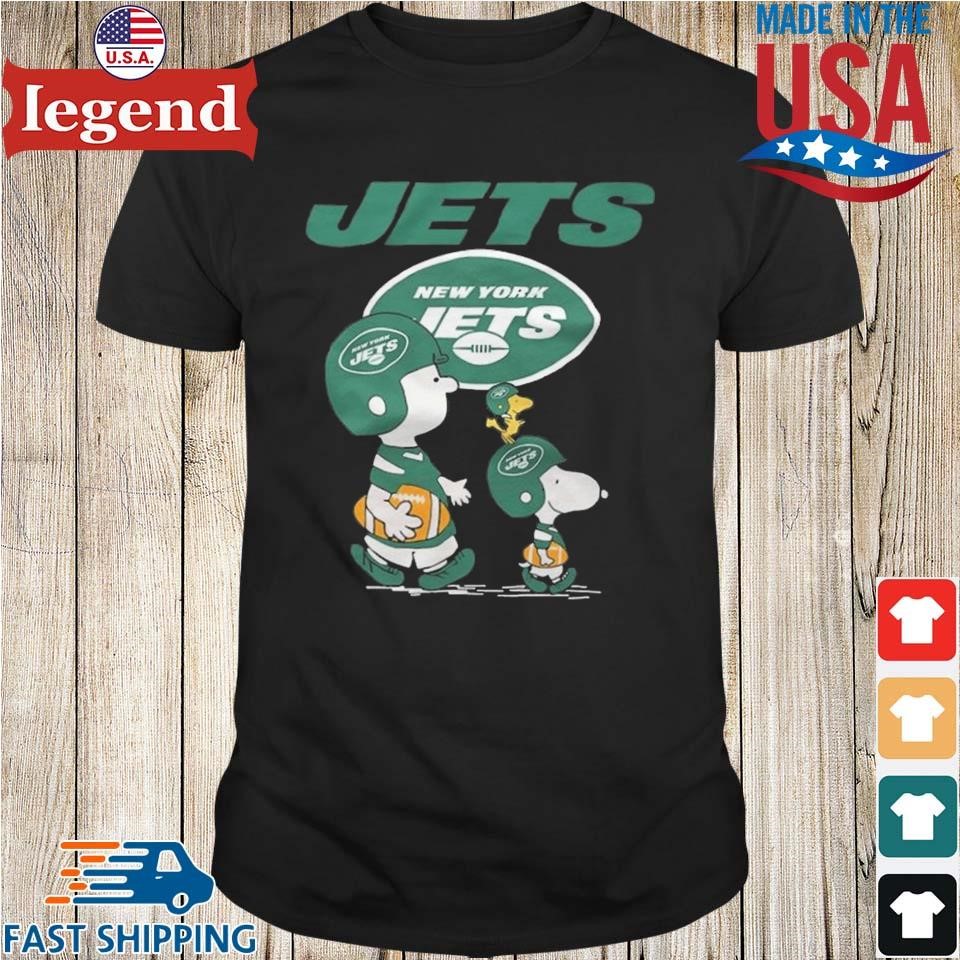 New York Jets Snoopy and Charlie Brown with Woodstock cartoon T