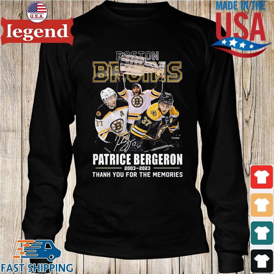 Patrice Bergeron Boston Bruins 2003 2023 thank you for the memories shirt,  hoodie, longsleeve, sweatshirt, v-neck tee