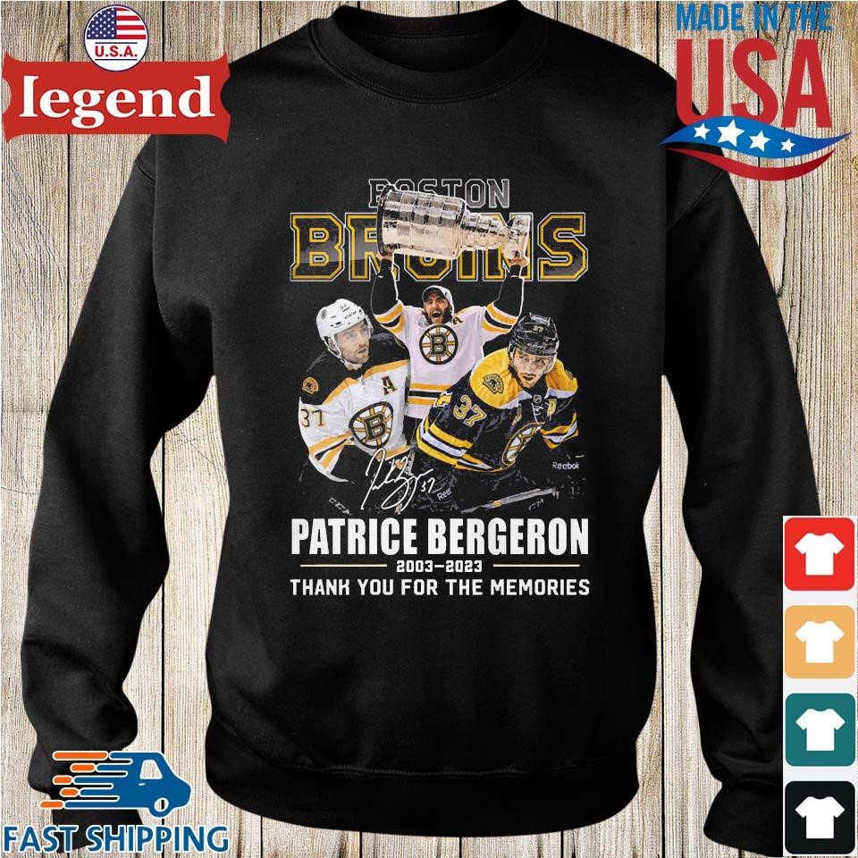 Boston Bruins Fanatics Branded Iconic Name & Number Graphic T-Shirt - Black  - Patrice Bergeron 37 - Mens