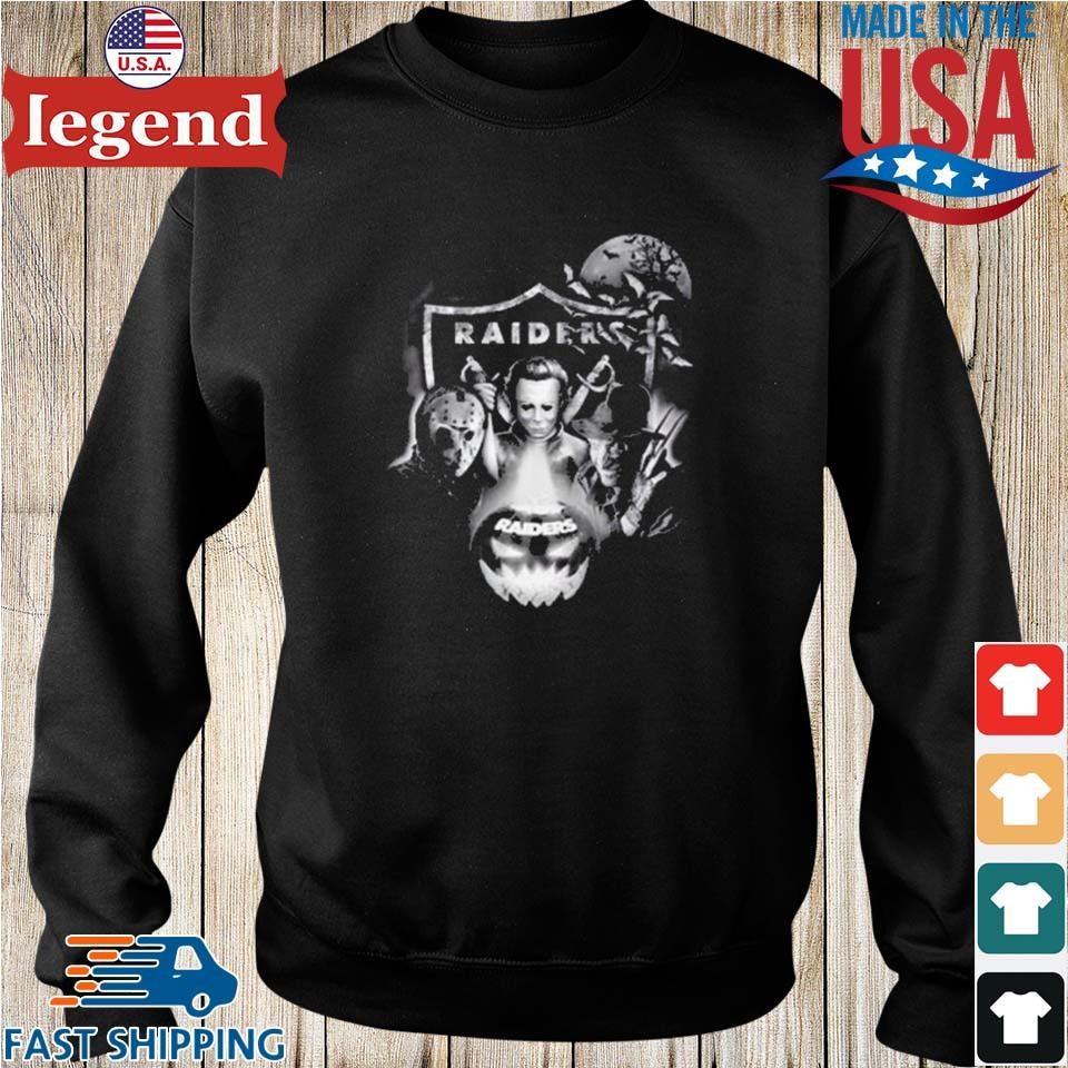 Official Horror Movies Characters Las Vegas Raiders Halloween 2023 T-shirt, Sweater, Hoodie, And Long Sleeved, Ladies, Tank Top