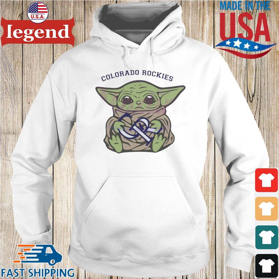 Baby Yoda hug Colorado Rockies shirt, hoodie, sweater, long sleeve and tank  top