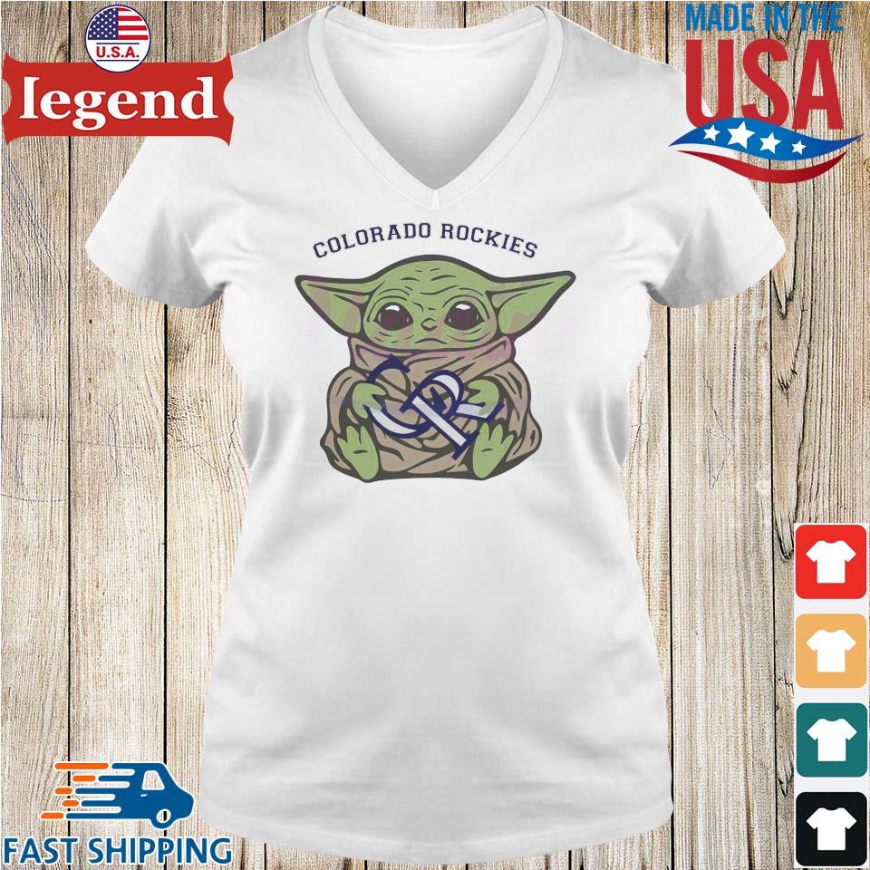 Baby Yoda Hug Logo Colorado Rockies Sport Shirt - High-Quality
