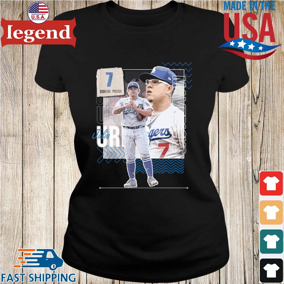 Julio Urias Baseball Paper Dodgers 7 Starting Pitcher T-shirt