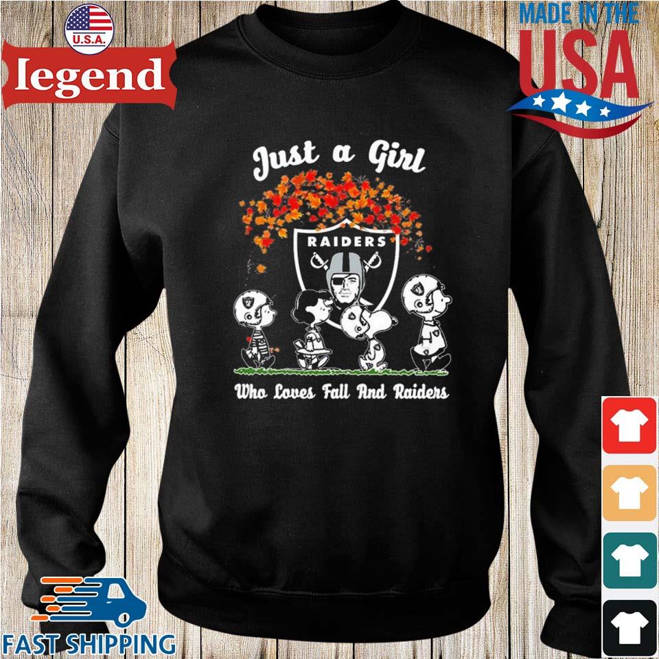 Official just A Girl Who Love Fall And Las Vegas Raiders Peanuts Snoopy  Tshirt, hoodie, sweater, long sleeve and tank top