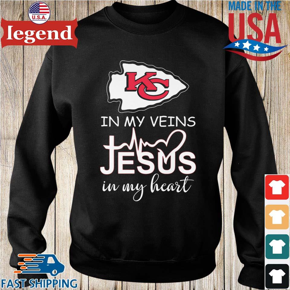 Kansas City Chiefs in my veins Jesus in my heart shirt