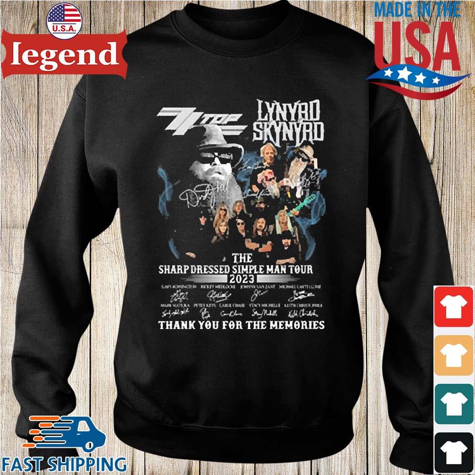 Lynyrd Skynyrd & Zz Top The Sharp Dressed Simple Man Tour 2023 The Memories Signatures T-shirt,Sweater, And Long Sleeved, Ladies, Tank Top