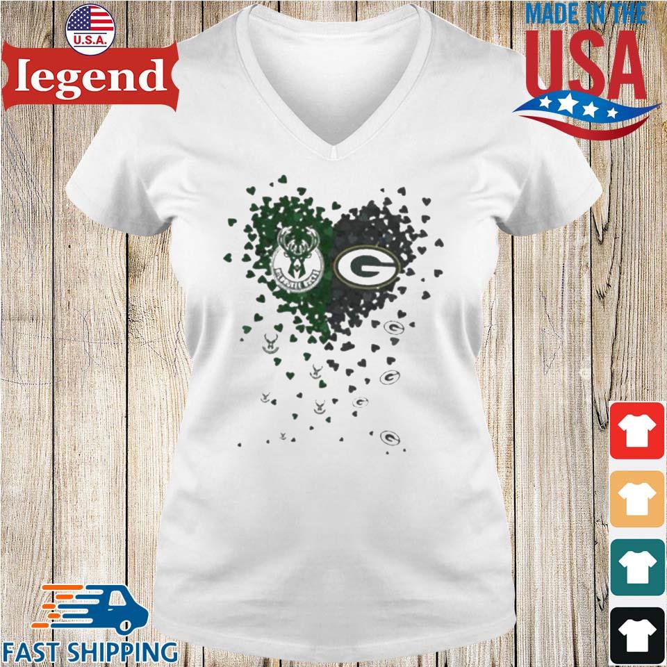 Milwaukee Bucks And Green Bay Packers Tiny Heart Shape 2023 T-shirt,Sweater,  Hoodie, And Long Sleeved, Ladies, Tank Top