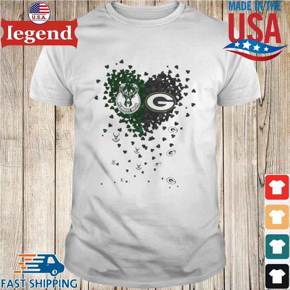 Milwaukee Bucks And Green Bay Packers Tiny Heart Shape 2023 T-shirt,Sweater,  Hoodie, And Long Sleeved, Ladies, Tank Top