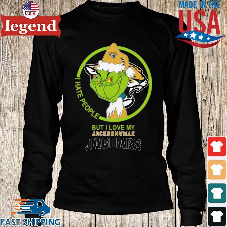 Jacksonville Jaguars NFL Christmas Grinch I Hate People But I Love My  Favorite Football Team T Shirt - Banantees