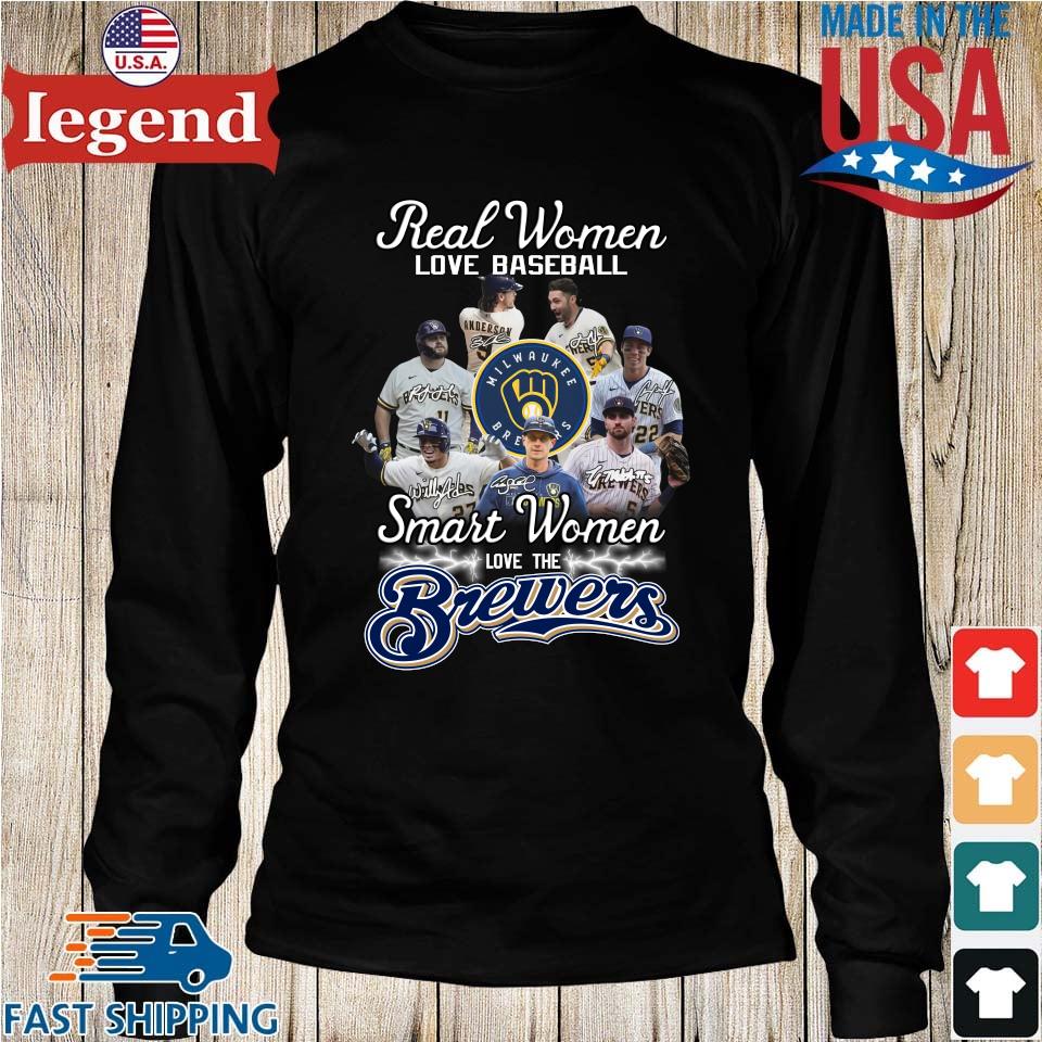 Original Real Women Love Baseball Smart Women Love The Milwaukee Brewers  Team Baseball Signatures T-shirt,Sweater, Hoodie, And Long Sleeved, Ladies,  Tank Top