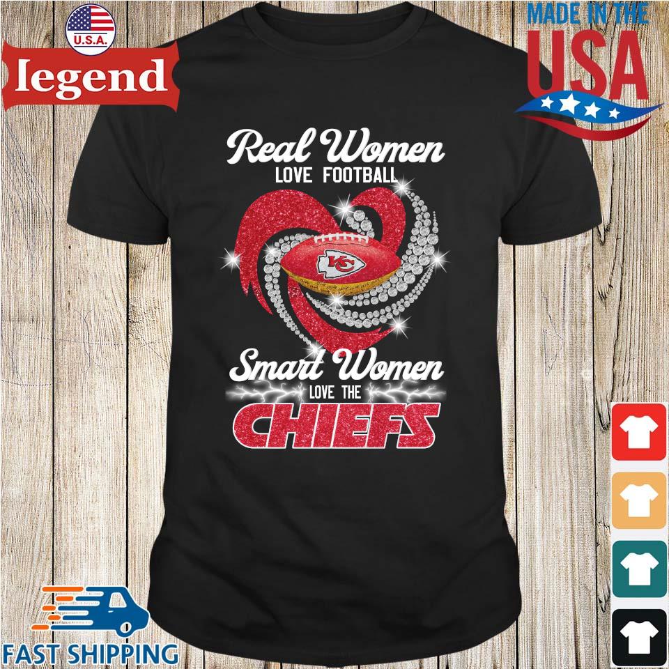 Real women love football smart women love the Kansas City Chiefs diamond  heart logo 2023 shirt, hoodie, sweater, long sleeve and tank top