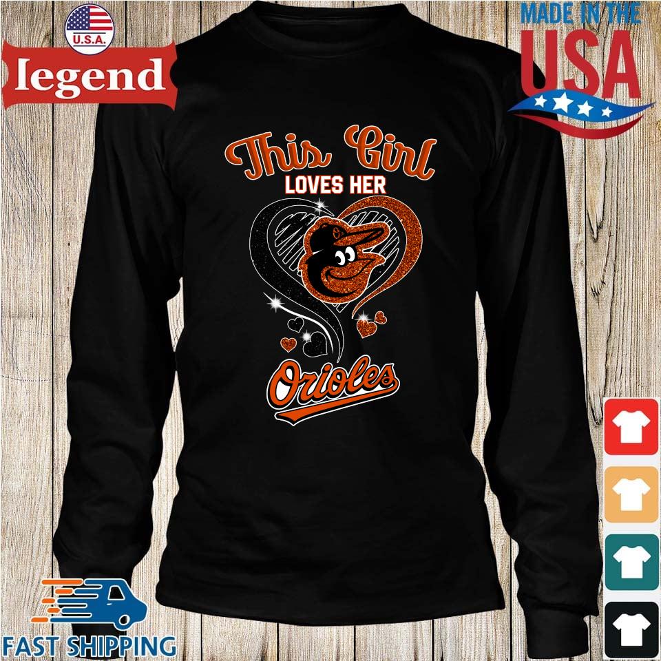 Baltimore Orioles Heart LOVE Ladies V Tshirt