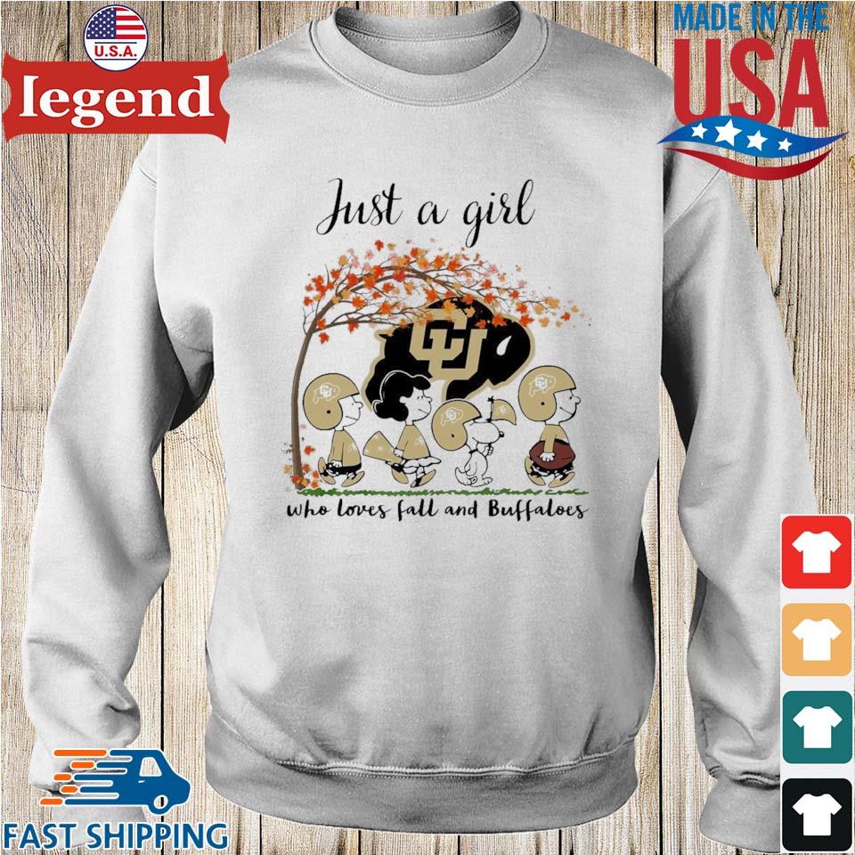 Snoopy Peanuts Just A Girl Who Loves Fall And Buffalo Bills Shirt