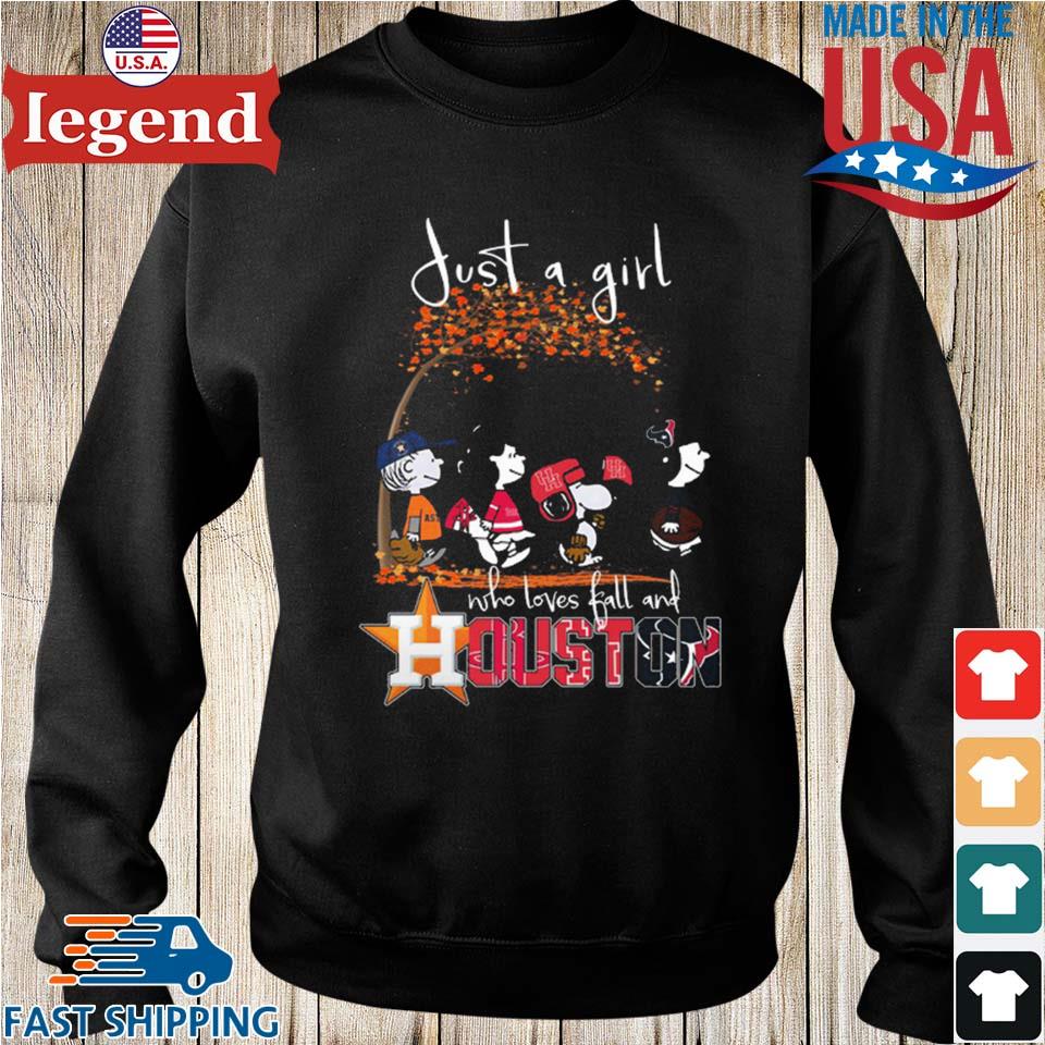 Official just A Girl Who Love Fall And Houston Astros Snoopy Tshirt,  hoodie, sweater, long sleeve and tank top