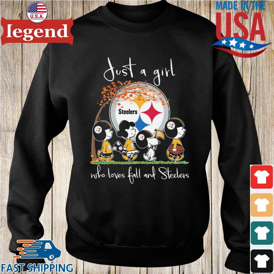 Snoopy Just A Girl Who Loves Fall Peanuts and Pittsburgh Steelers Shirt,  hoodie, sweater, long sleeve and tank top