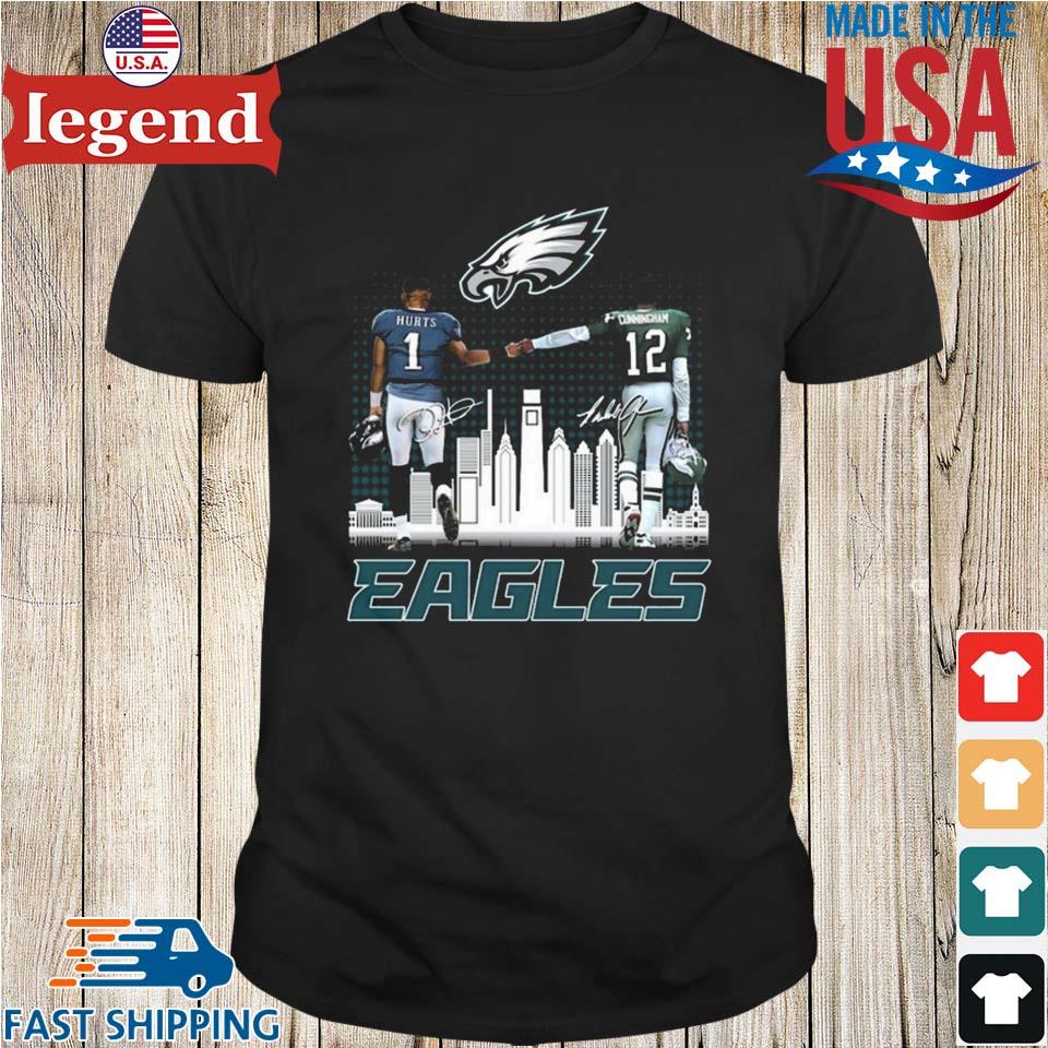 Philadelphia Eagles Legend Jalen Hurts And Randall Cunningham Signatures T- shirt,Sweater, Hoodie, And Long Sleeved, Ladies, Tank Top