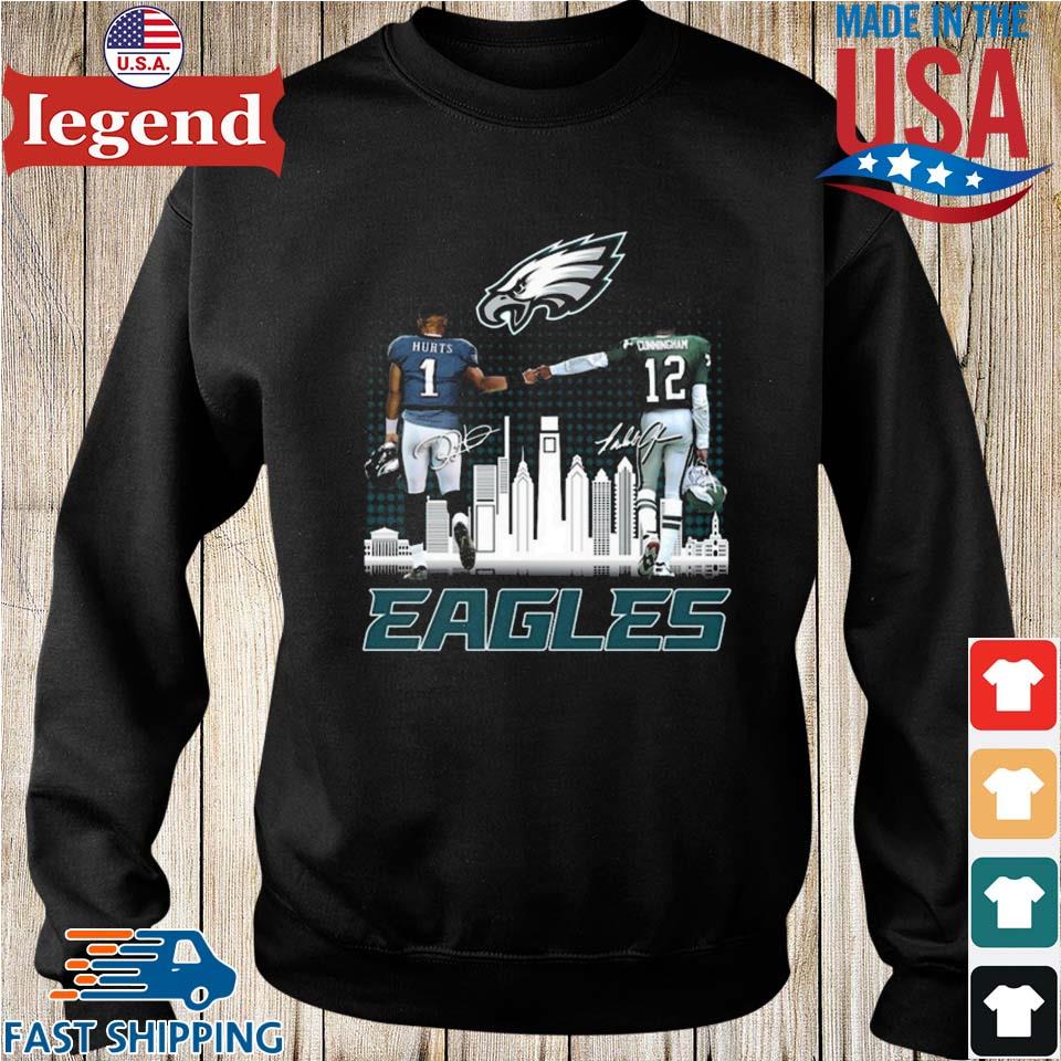 Philadelphia Eagles Legend Jalen Hurts And Randall Cunningham Signatures T- shirt,Sweater, Hoodie, And Long Sleeved, Ladies, Tank Top