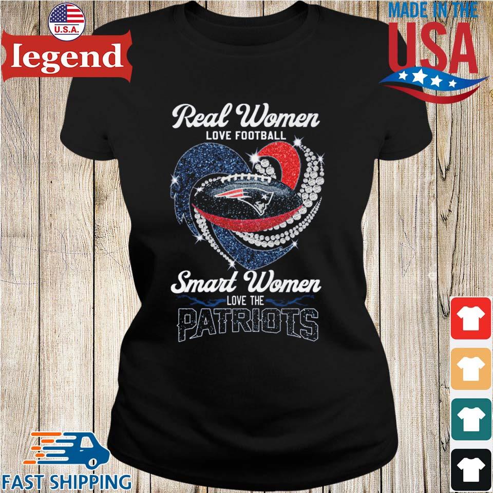 Real Women Love Football Smart Women Love New England Patriots Diamond  Heart T-shirt,Sweater, Hoodie, And Long Sleeved, Ladies, Tank Top