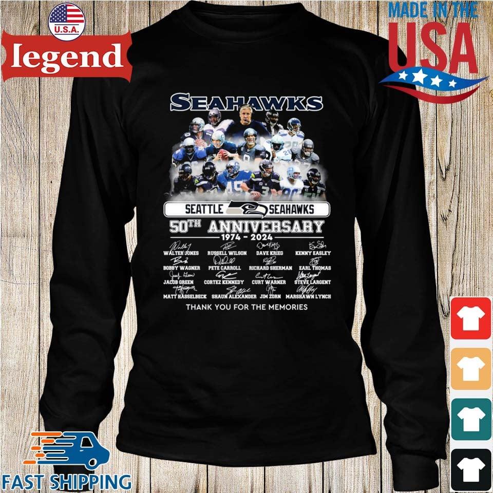 Seattle Seahawks 50th Anniversary 1974-2024 Thank You For The Memories  Shirt, hoodie, sweater, long sleeve and tank top