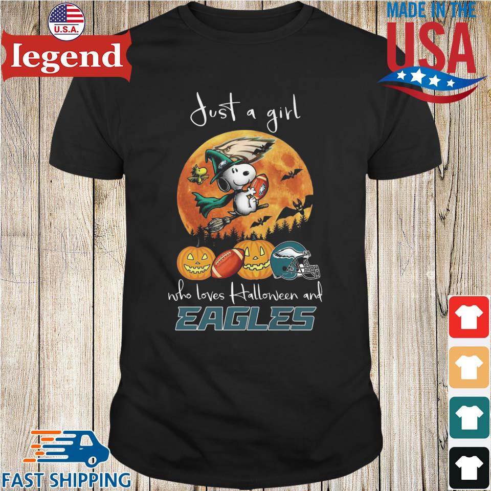 Just A Girl Who Loves Halloween and Eagles T Shirt, hoodie