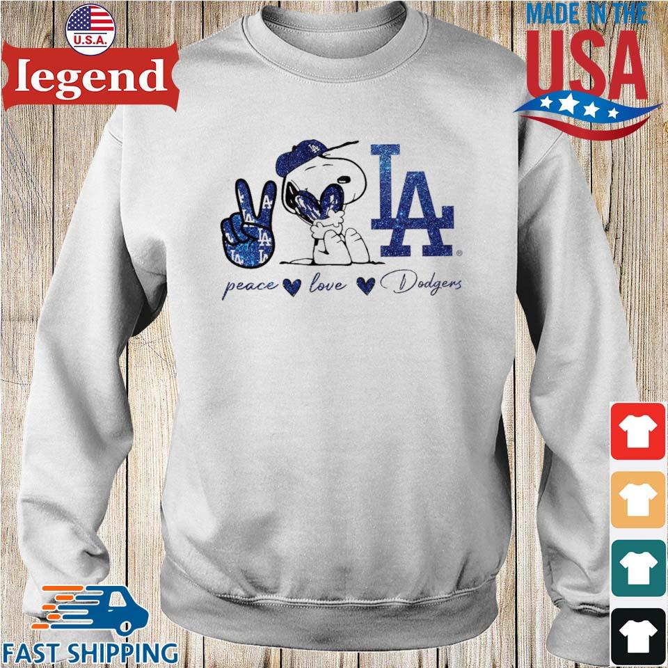 Snoopy peace love Los Angeles Dodgers shirt, hoodie, sweater, long sleeve  and tank top