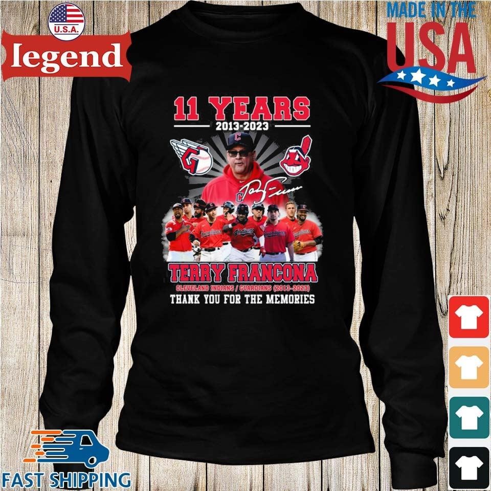 Official terry francona Cleveland indians guardians 2013-2023 thank you for  the memories shirt, hoodie, sweatshirt for men and women