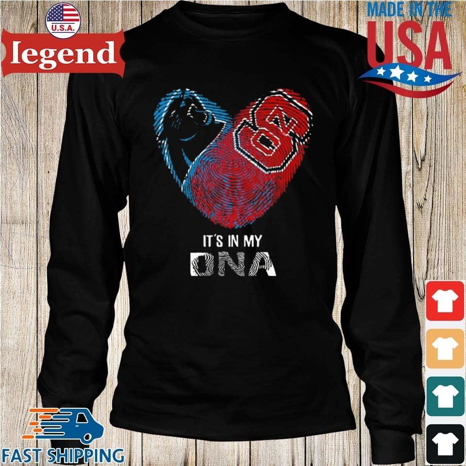 Carolina Panthers And North Carolina State Heart It's In My Dna 2023 T-shirt,Sweater,  Hoodie, And Long Sleeved, Ladies, Tank Top