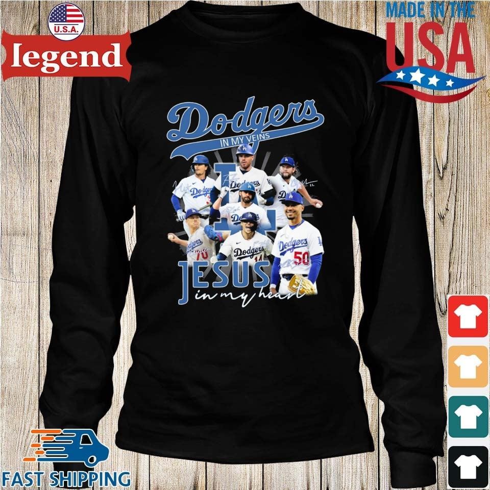 Dodgers In My Veins Jesus In My Heart 2023 Signatures T Shirt