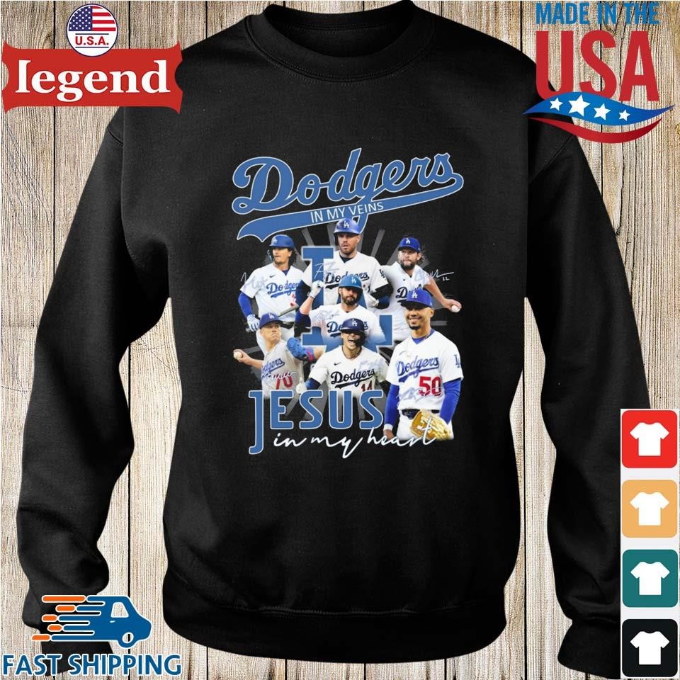 Dodgers In My Veins Jesus In My Heart Shirt, hoodie, sweater, long sleeve  and tank top