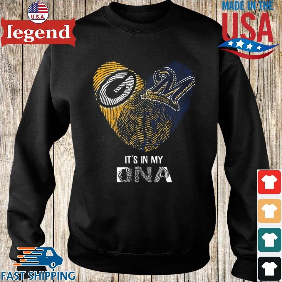 Green Bay Packers And Milwaukee Brewers Heart It's In My Dna 2023 T Shirt