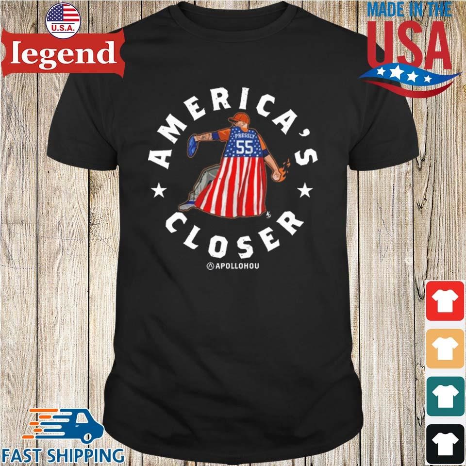 Houston Astros Ryan Pressly America's Closer 2023 T-shirt,Sweater, Hoodie,  And Long Sleeved, Ladies, Tank Top