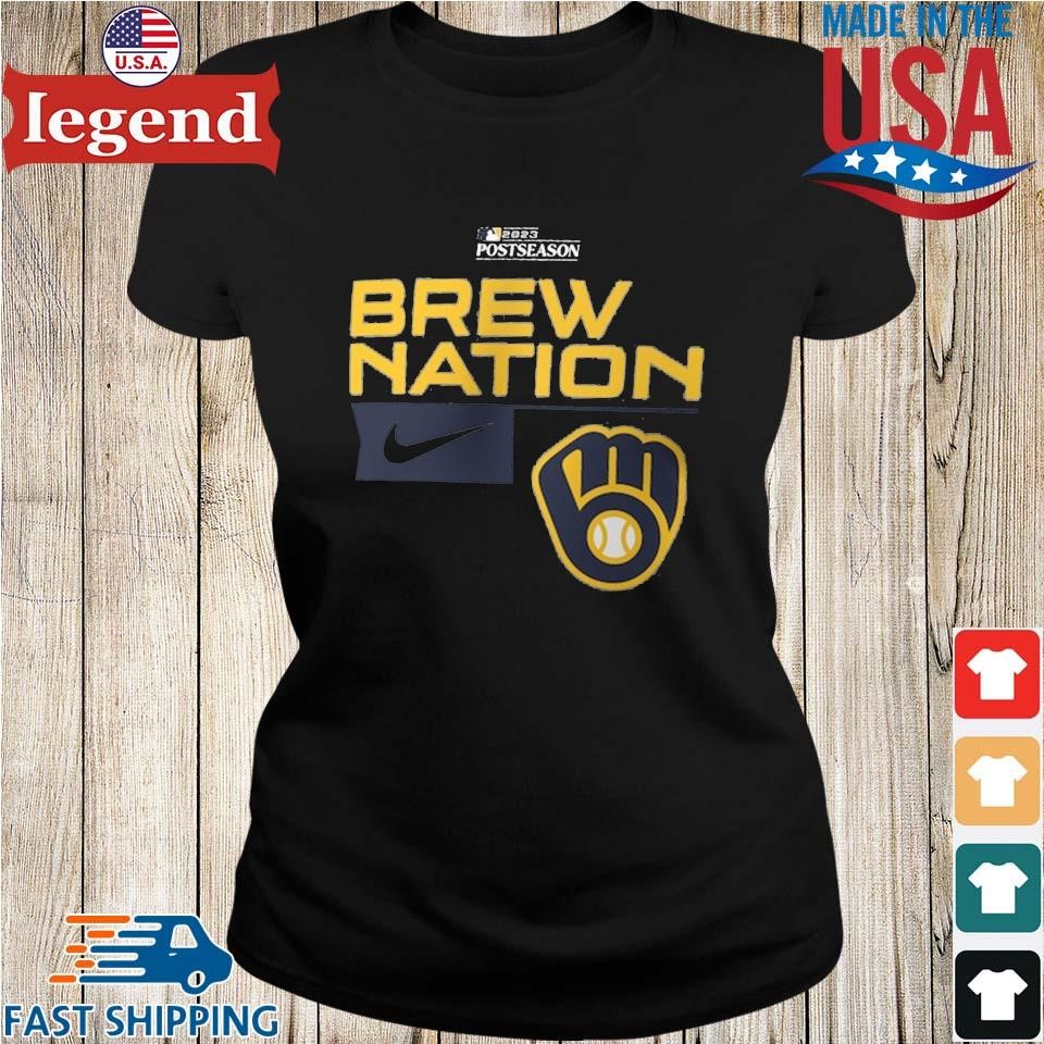 Official Milwaukee brewers brew nation 2023 postseason T-shirt