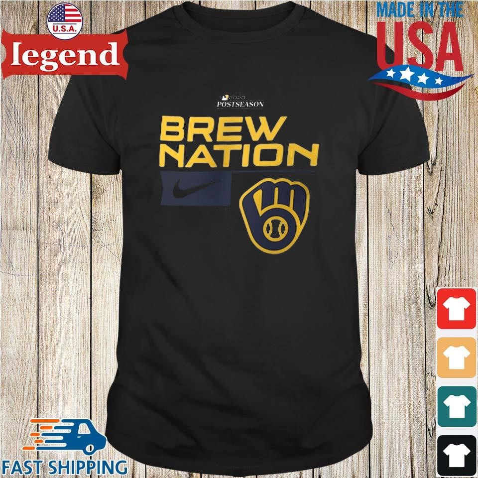 Official Milwaukee brewers brew nation 2023 postseason T-shirt