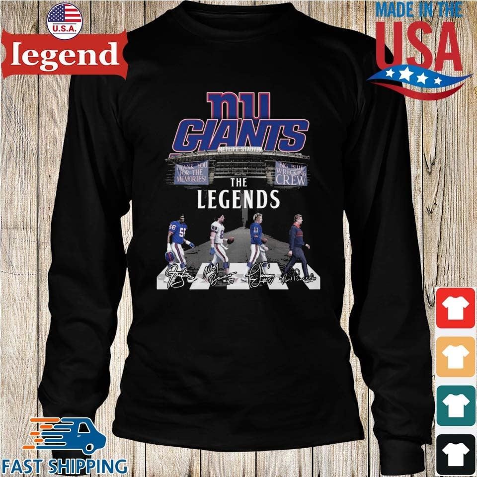 New York Gians the legends big blue wrecking crew thank you for the  memories signatures shirt, hoodie, sweater, long sleeve and tank top