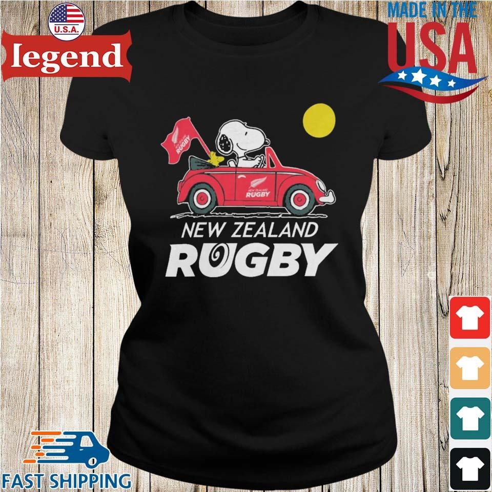 Snoopy and Woodstock driving car New zealand Rugby Shirt, hoodie,  longsleeve, sweatshirt, v-neck tee