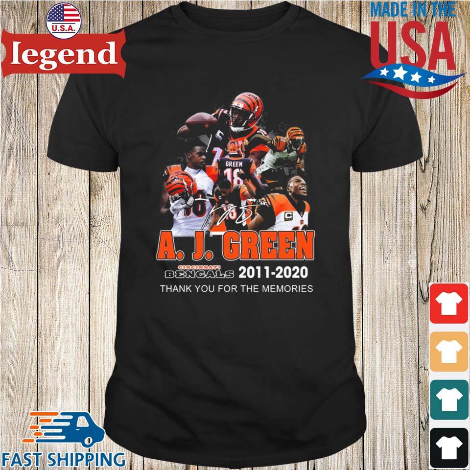 A. J. Green Cincinnati Bengals 2011 – 2020 Thank You For The Memories  Signature T-shirt,Sweater, Hoodie, And Long Sleeved, Ladies, Tank Top