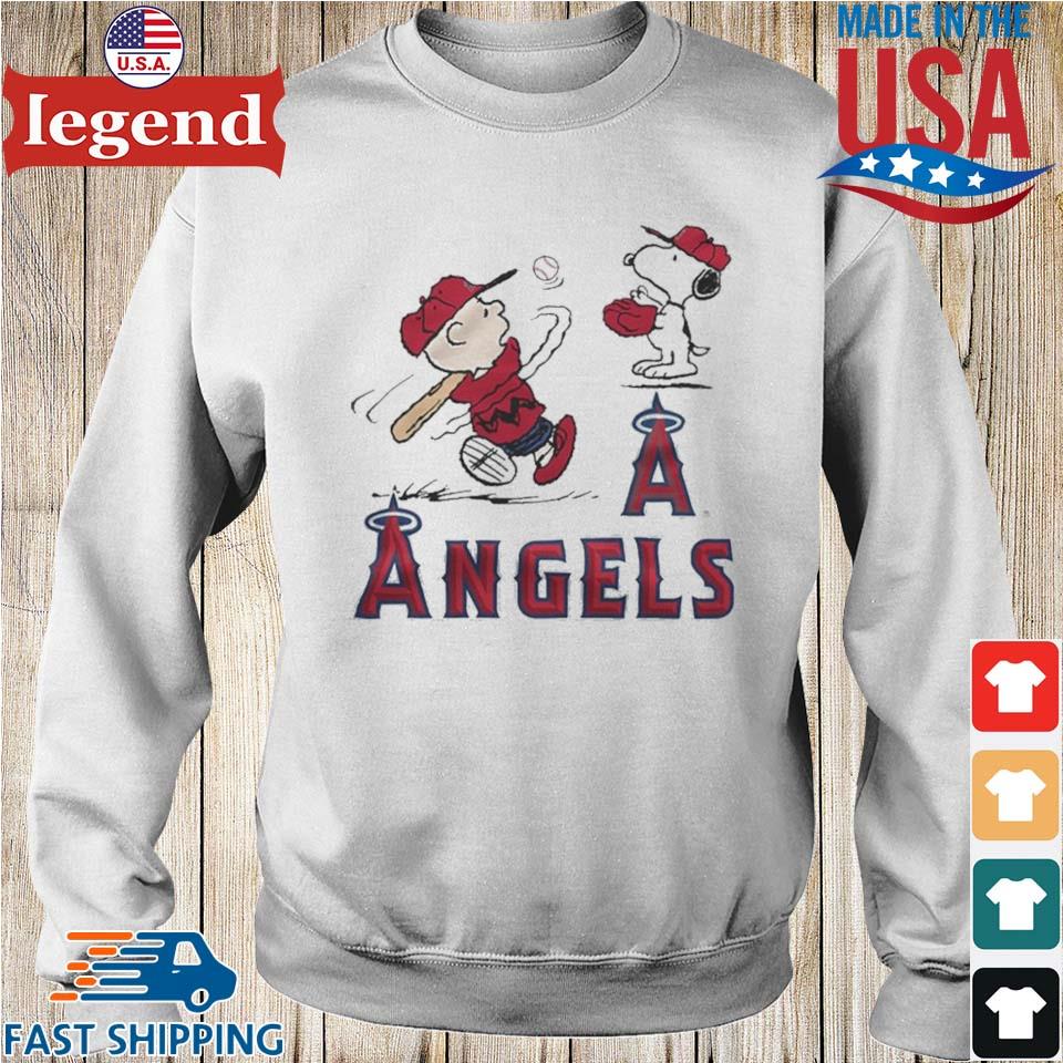 Charlie Brown And Snoopy Playing Baseball Los Angeles Angels Mlb 2023 T- shirt,Sweater, Hoodie, And Long Sleeved, Ladies, Tank Top