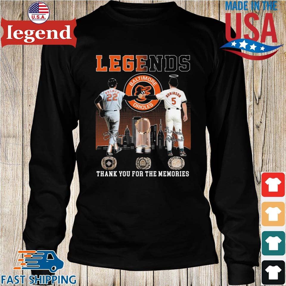 Legends Baltimore Orioles Palmer And Robinson Thank You For The Memories  Signatures T-shirt,Sweater, Hoodie, And Long Sleeved, Ladies, Tank Top