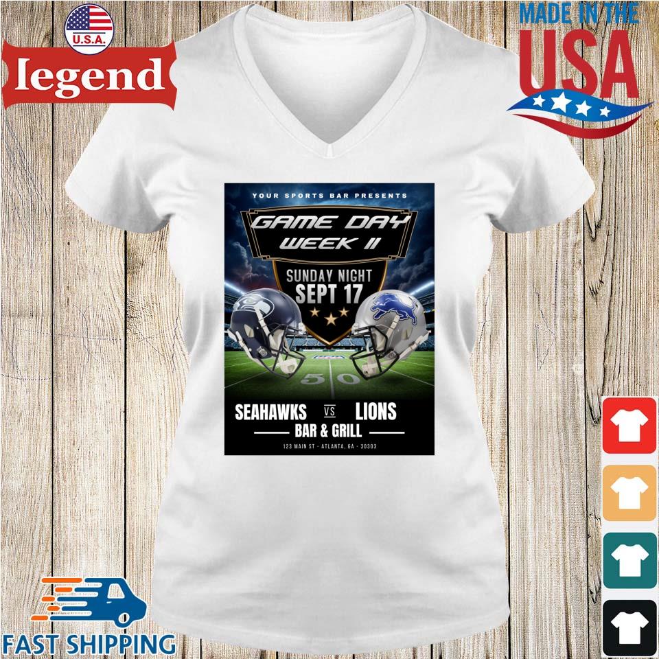 Seattle Seahawks Vs Detroit Lions Game Day Week Ii 2023 T-shirt,Sweater,  Hoodie, And Long Sleeved, Ladies, Tank Top