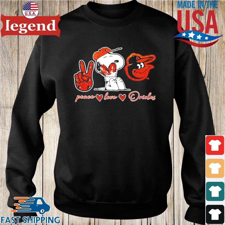 Snoopy Baltimore Orioles Peace Love Orioles Logo Shirt, hoodie, longsleeve,  sweater