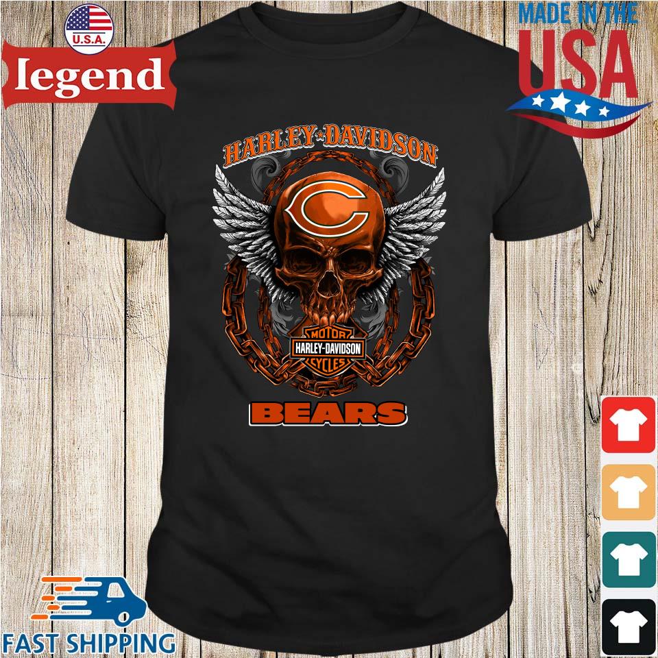 Trending Skull Wings Harley-davidson Motorcycles Chicago Bears Nfl 2023 T- shirt,Sweater, Hoodie, And Long Sleeved, Ladies, Tank Top