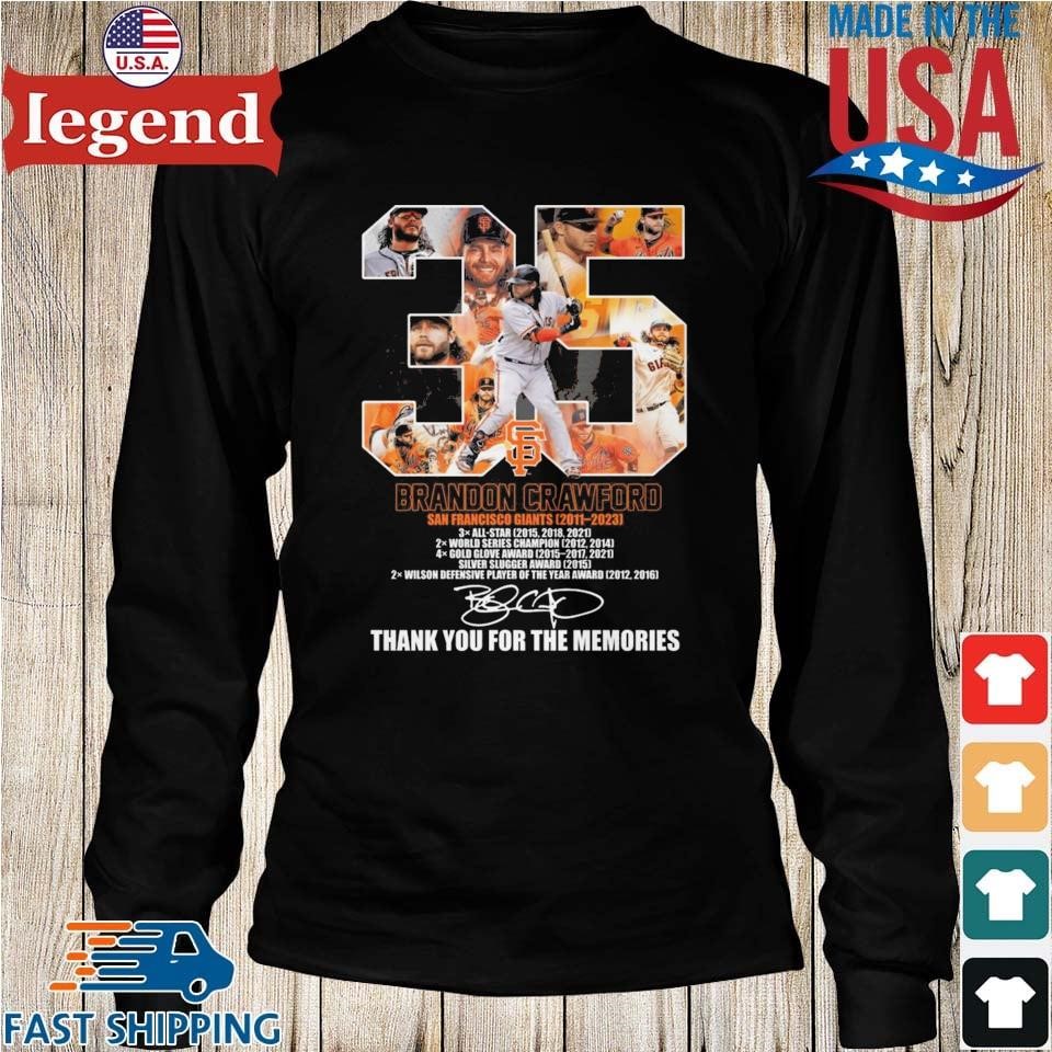 Official 2011 – 2023 35 Brandon Crawford San Francisco Giants Thank You For  The Memories shirt, hoodie, sweatshirt for men and women